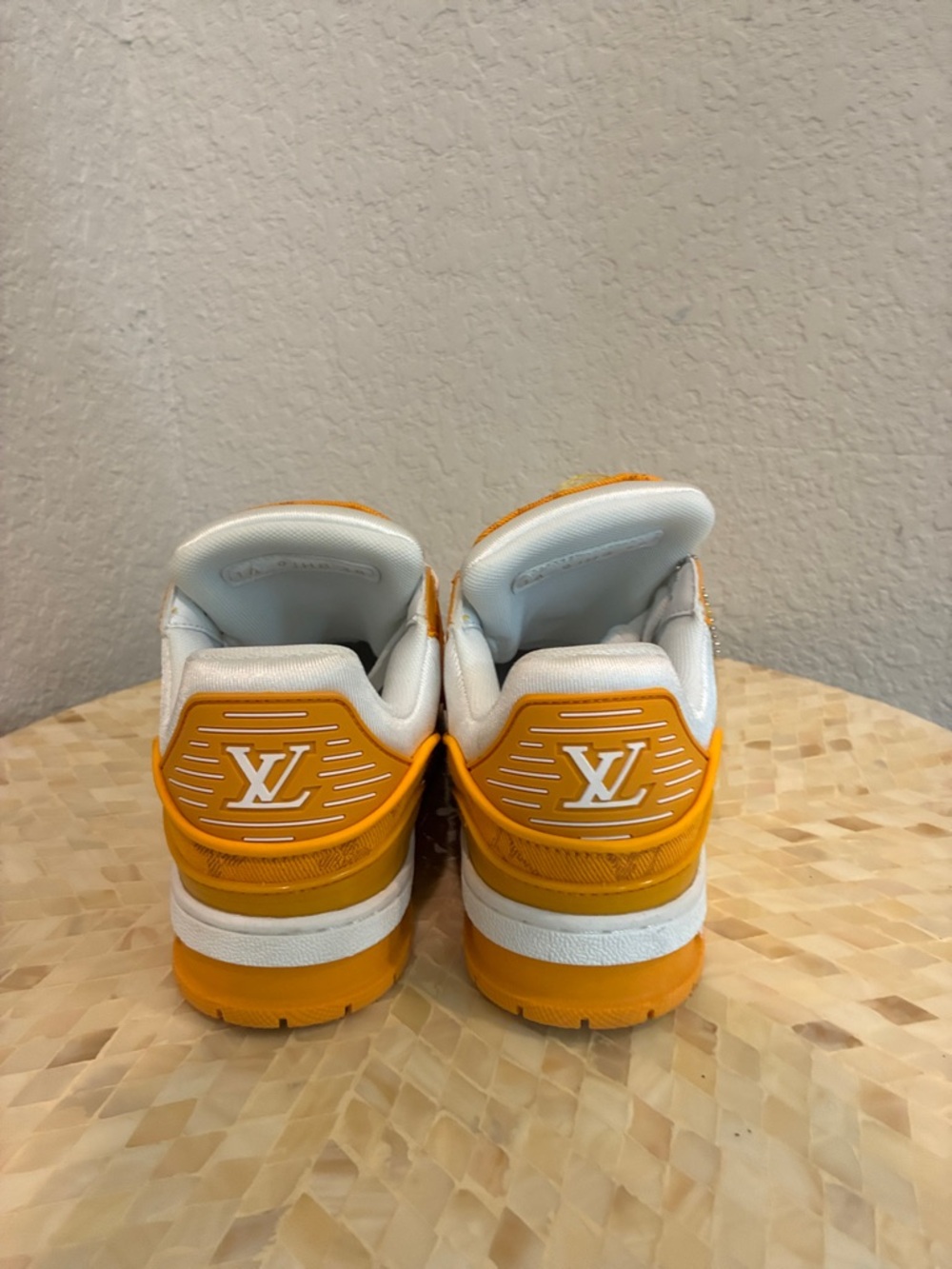 Louis Vuitton Orange and White Sneakers with LV Logo size 38 - Picture 3 of 12
